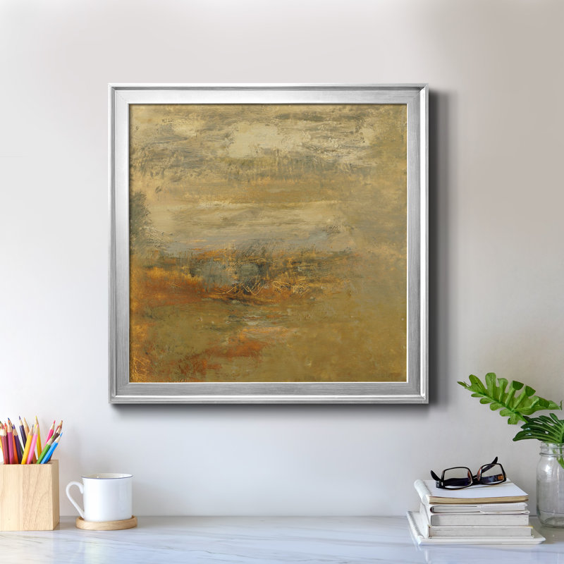 Encaustic Tile in Orange I-Premium, reproduction encadrée - prête à être accrochée, H 26,5 po x l 26,5 po x P 1,5 po