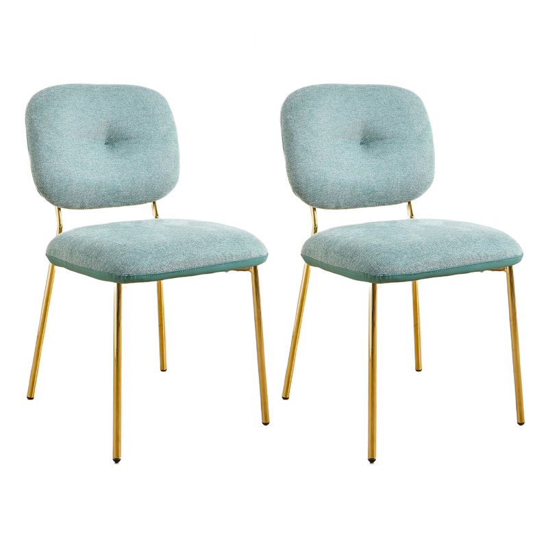 Ensemble de deux chaises d'appoint rembourrées modernes avec pieds en métal, parfaites pour la cuisine, la salle à manger et les sièges peu encombrants.