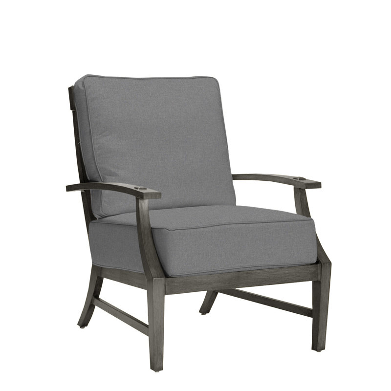 Croquet Patio Chair with Cushions, Slate Gray, Welt, Verona Mist