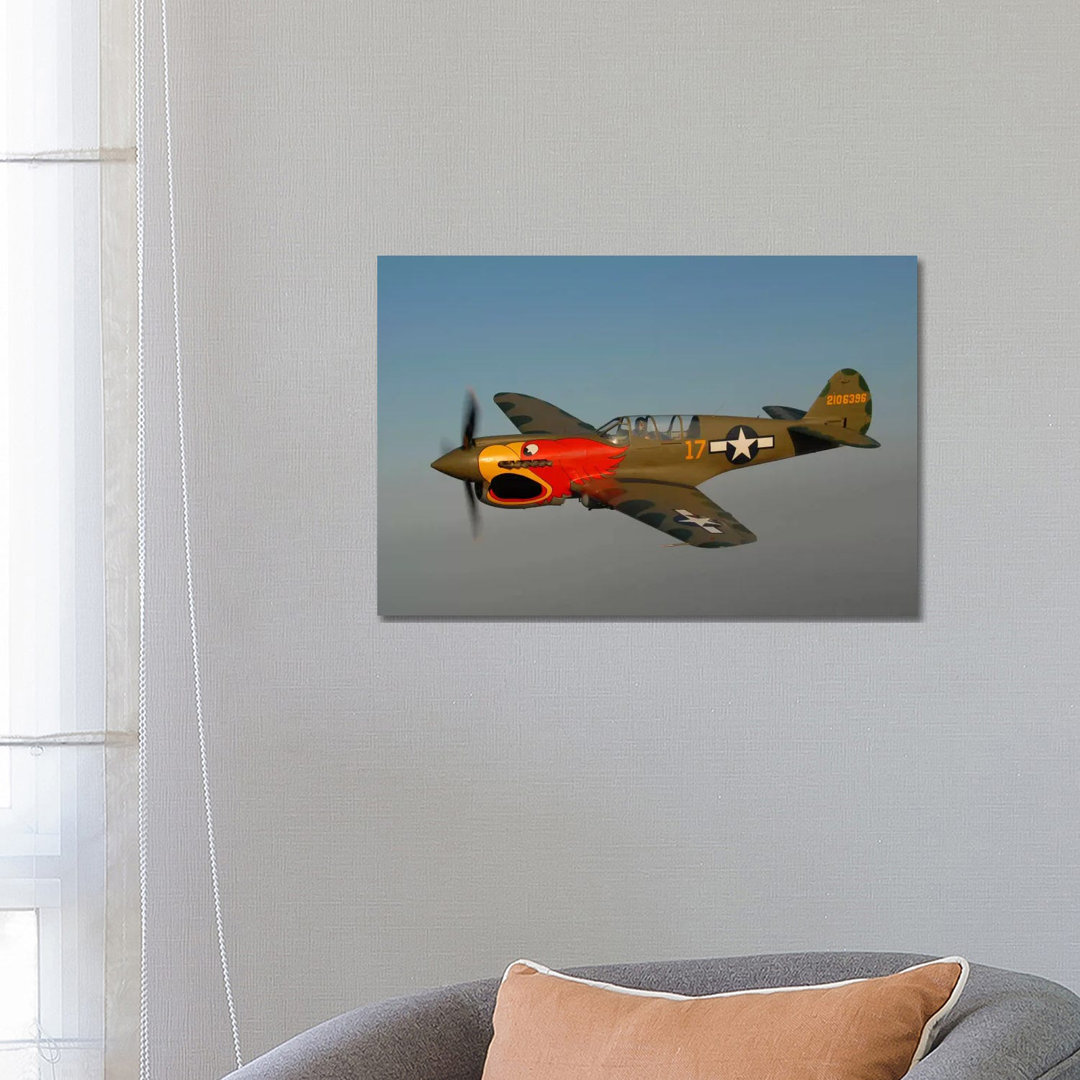 P-40 Warhawk Flying Over Chino, California von Phil Wallick - Galerie-umwickelte Leinwand Giclée auf Leinwand