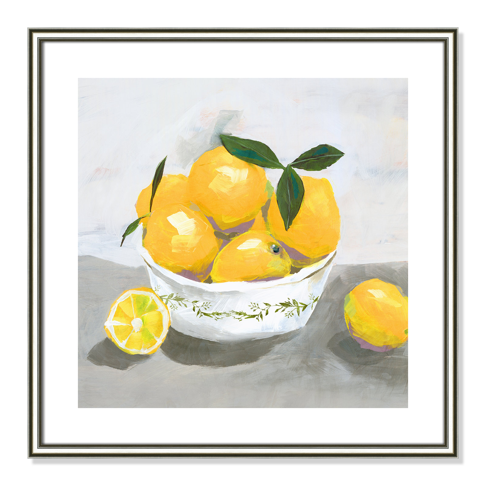 Hayons "Lemons" Painting by Isabelle Z, 24.75" H x 24.75" W x 0.88" D, Silver Framed Paper