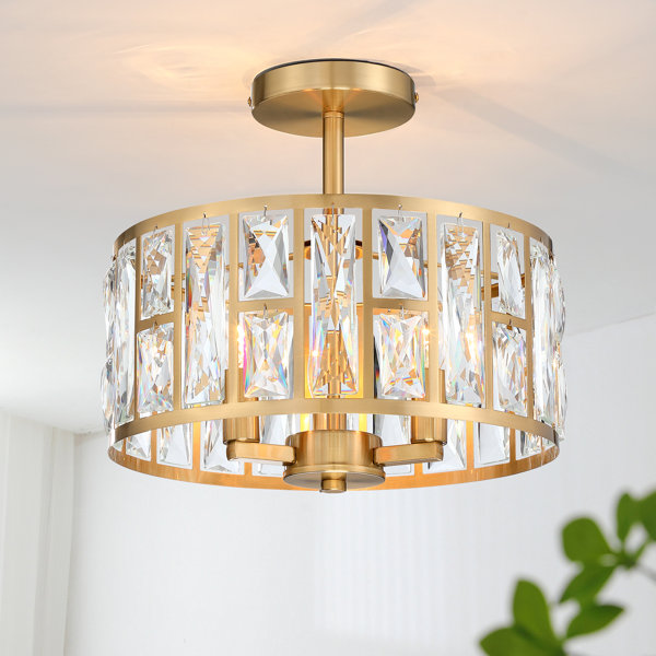 Mercer41 Kyersten 12 3-Light Crystal Semi Flush Mount & Reviews | Wayfair Kyersten 12 3-Light Crystal Semi Flush Mount