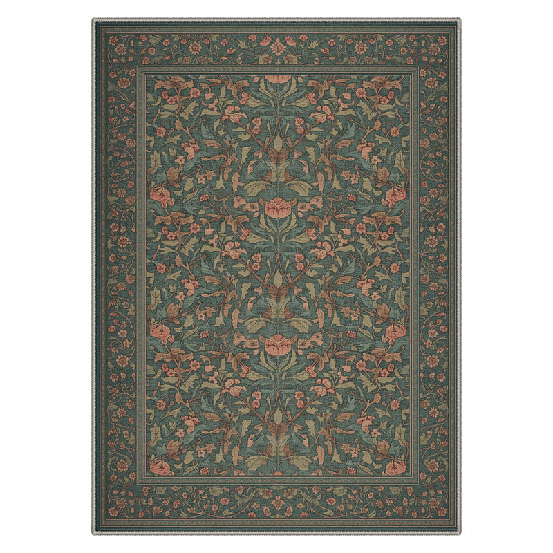 Tapis vert sarcelle lavable à la machine Verdure, Rectangulaire 8 pi x 10 pi