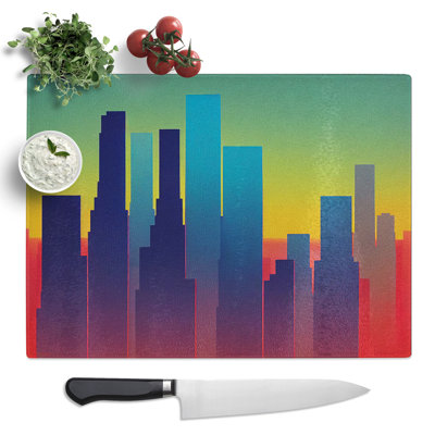 An Evocative Skyline Architecture Abstract  Glass Chopping Board