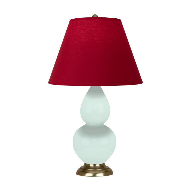 Petite lampe d'appoint à double gourde, Rose rouge / noir encre, Laiton antique, Menthe glacée