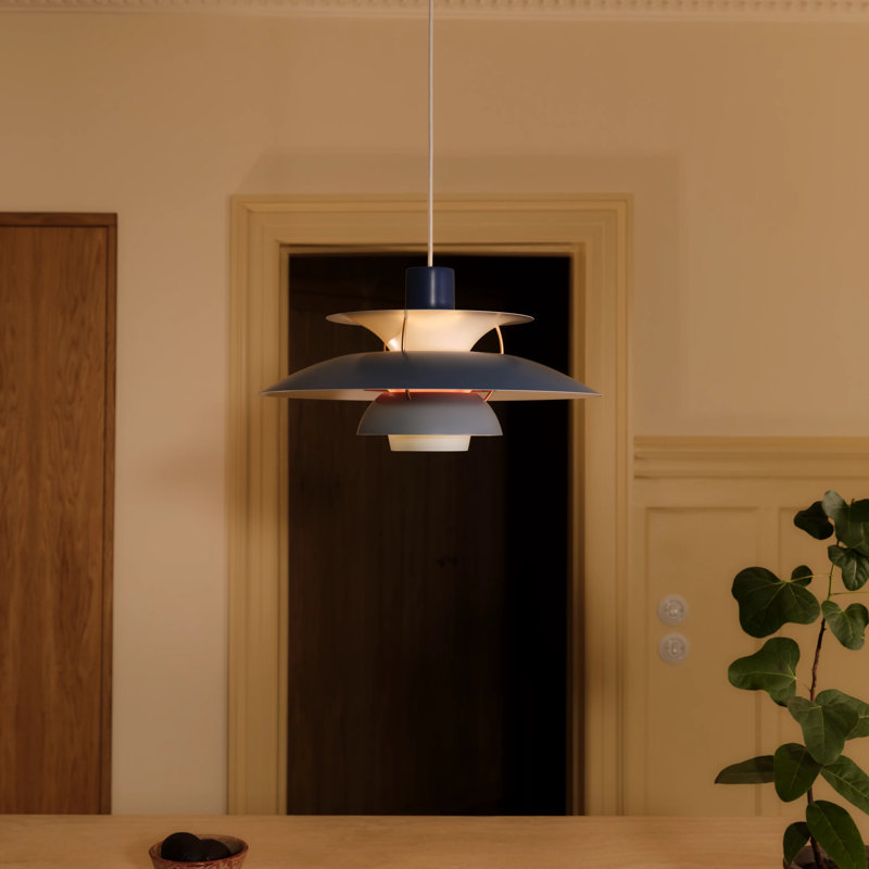 PH 5 1 - Light Pendant, Hues of Blue, 10.5" H x 19.5" W x 19.5" D