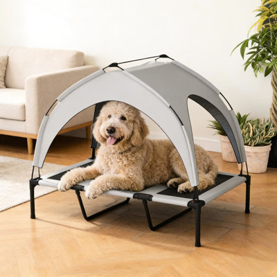 Pet Bed, Outdoor Use, - Canopy, Breathable Mesh, Comfort, Steel Frame Support, Easy Assembly Raised Dog Adventures, Mesh Cover, Fabric Durability, Frame, Carry Bag