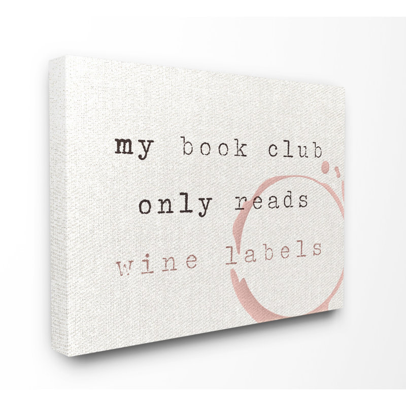 « my book club reads wine labels étrange », impression, H 16 po x l 20 po x P 1,5 po, Toile