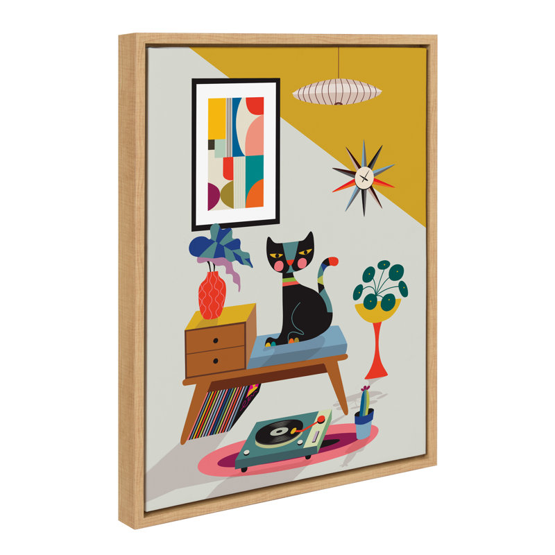 Corrigan Studio® Sylvie Record Player Framed Canvas By Rachel Lee Of My Dream Wall 18X24 Natural