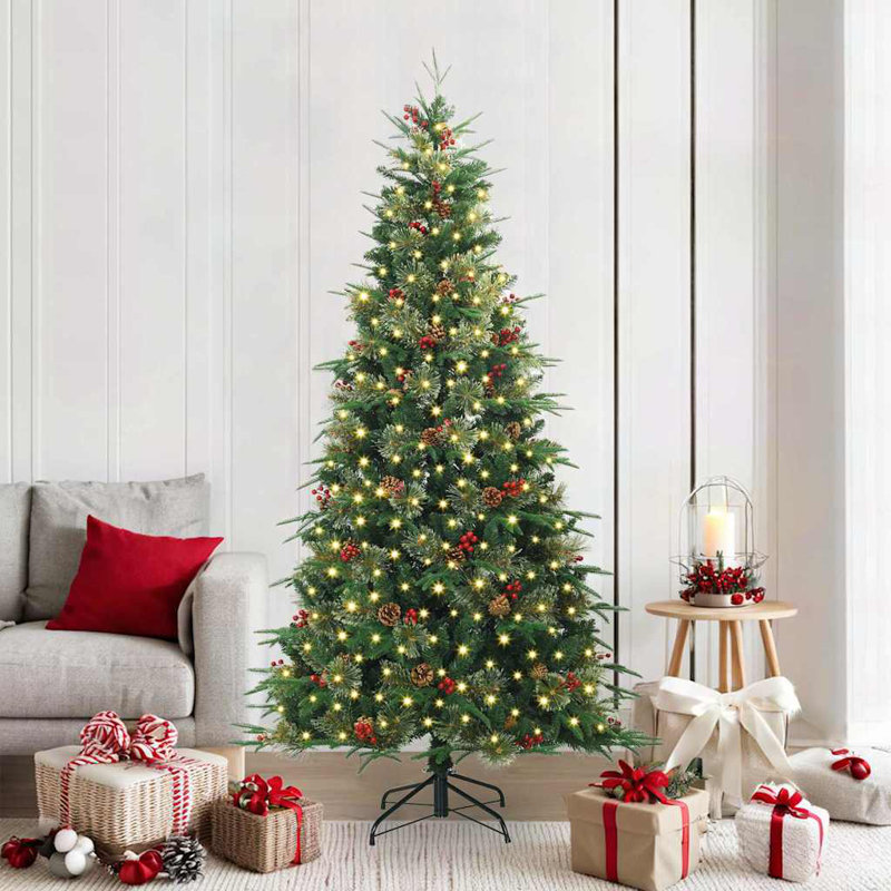 Artificial Hinged Christmas Tree PE and PVC, 6.89' H, Green