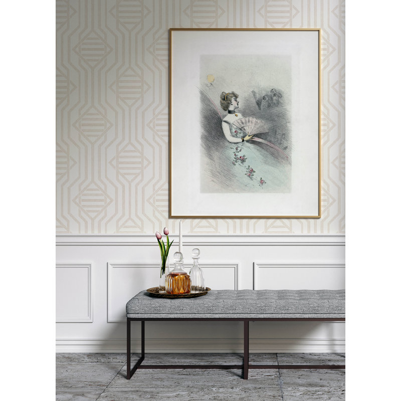 Essex Dark Blue Geometric Wallpaper, Brown