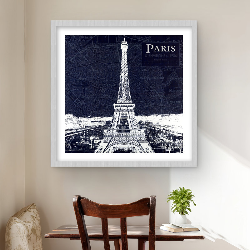Imprimé bleu Paris - Tour Eiffel encadrée