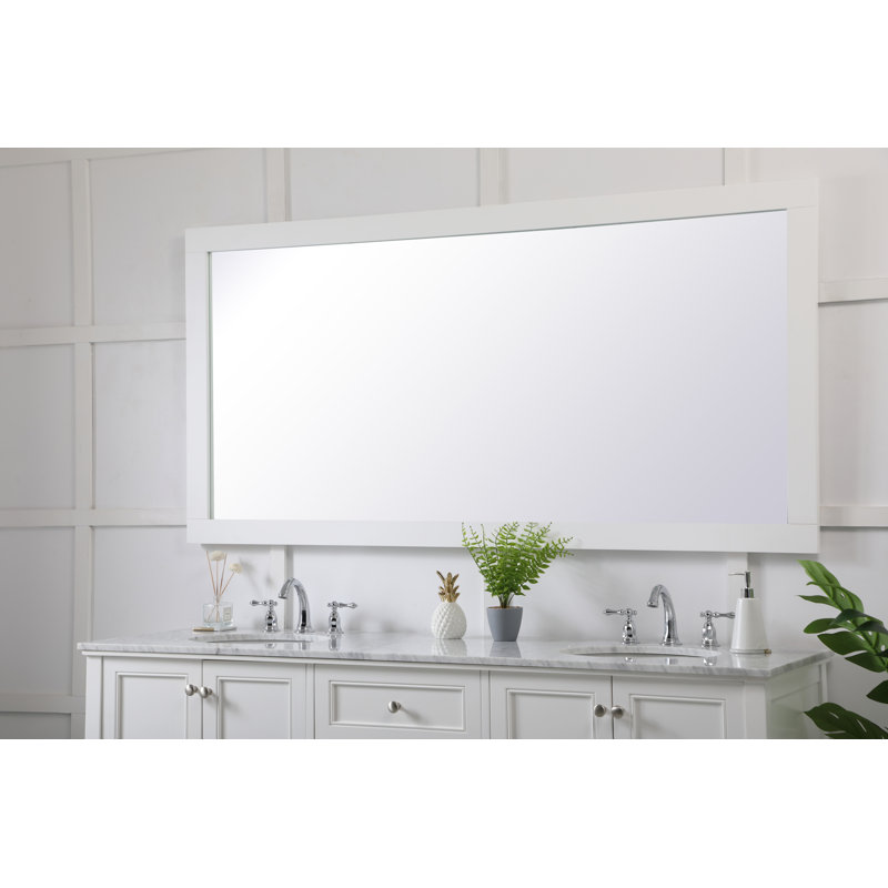 Metcalfe Solid And Engineered Wood Flat Wall Mirror, 36" x 72" , White