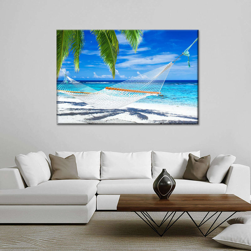 «Tropical Beach Hammock On The Beach», reproduction sur toile, H 8 po x l 12 po x P 1 po