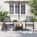 2 - Person Wicker Patio Dining Set with Square Table , Cushions Included