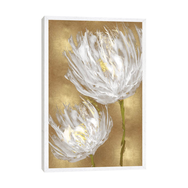 Tulips On Gold II by Vanessa Austin - Print on Canvas, White Framed, 152.5 cm H x 101.5 cm W