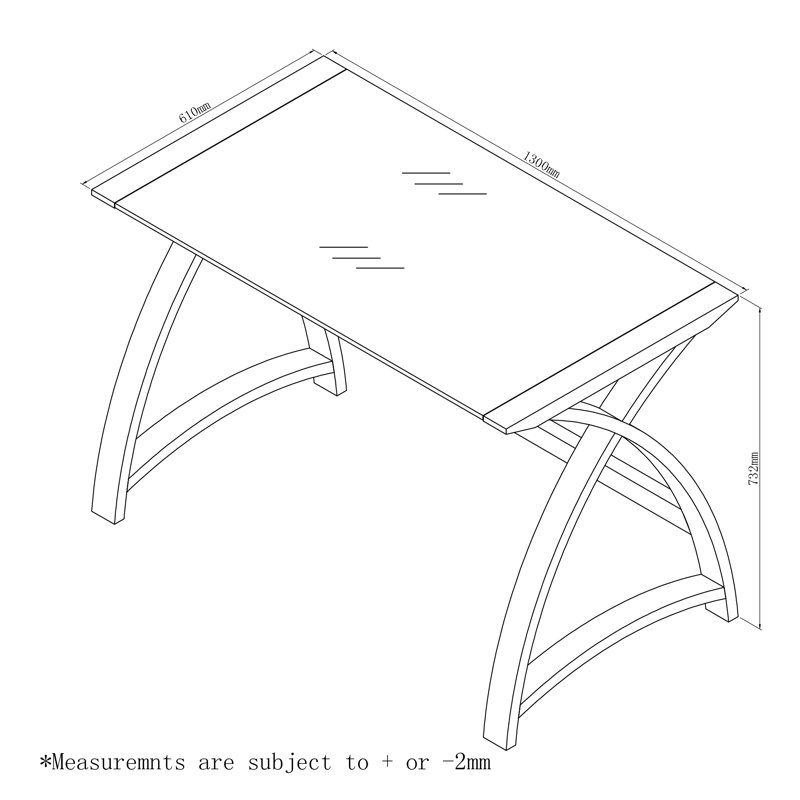 Tercero Writing Desk, Oak/Milk White Glass, 73.2cm H x 130cm W x 61cm D