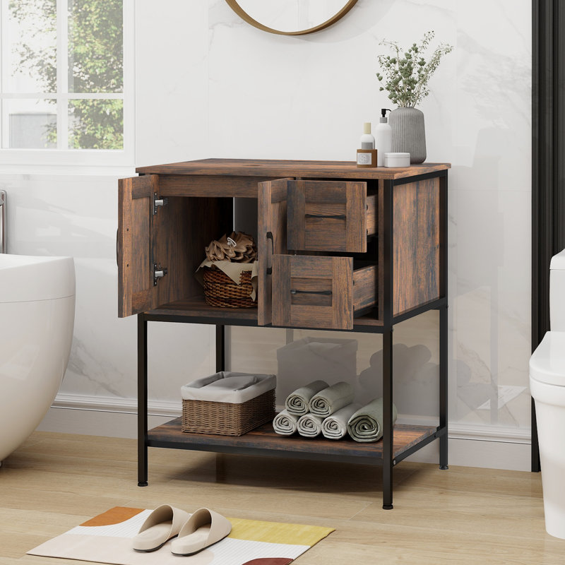 Free-Standing Farmhouse Single Bathroom Vanity With Sink, 30"