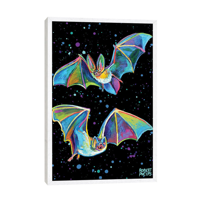 Party Bats by Robert Phelps - Print on Canvas, White Framed Canvas, 101.6 cm H x 66.04 cm W