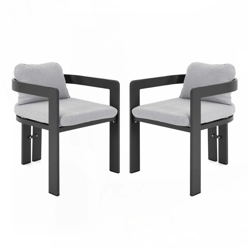 Chaise de patio d'extérieur en aluminium, Gris clair