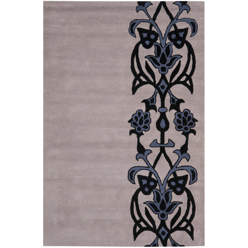 Tapis floral en laine et viscose touffeté à la main Soho, Rectangle 3 pi 6 po x 5 pi 6 po