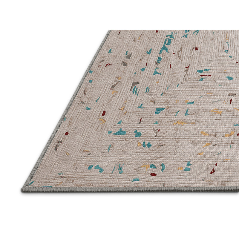 Machine Washable Gray Area Rug, Rectangle 3' x 5'