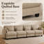 Canapé 4 places Gatton Channel capitonné, canapé d'angle modulaire minimaliste en chenille avec design ergonomique incurvé, coussins d'assise en mousse haute résilience, base d'assise matelassée-344164487