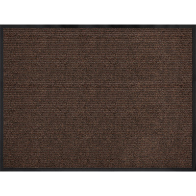 Mayberry Rug Weather Guard Door Mat, Made in the USA, Heavy Duty Entrance Mats, Commercial Office Doormat, Waterproof, Vinyl Backing, Boot Scraper, Walnut 3'x4'
