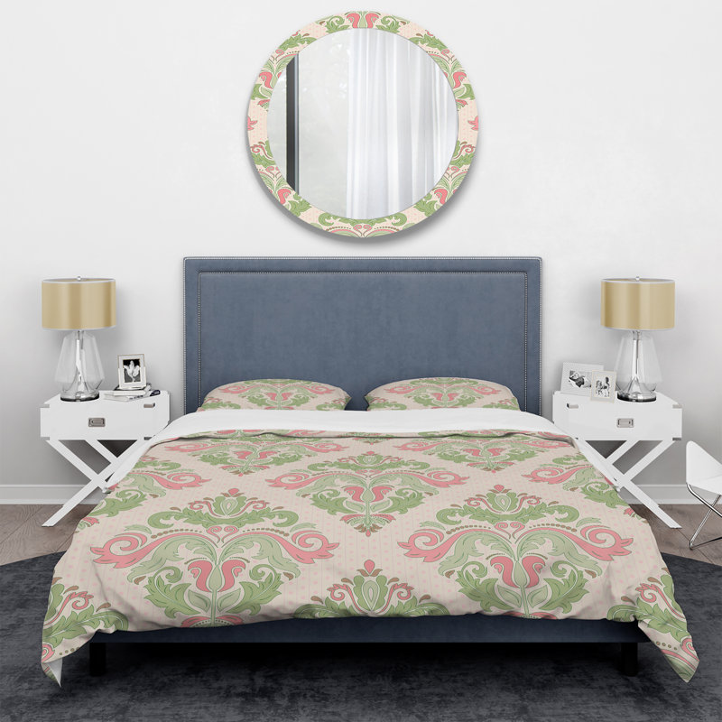 Ensemble de housse de couette en microfibre vert / rose 2 pièces