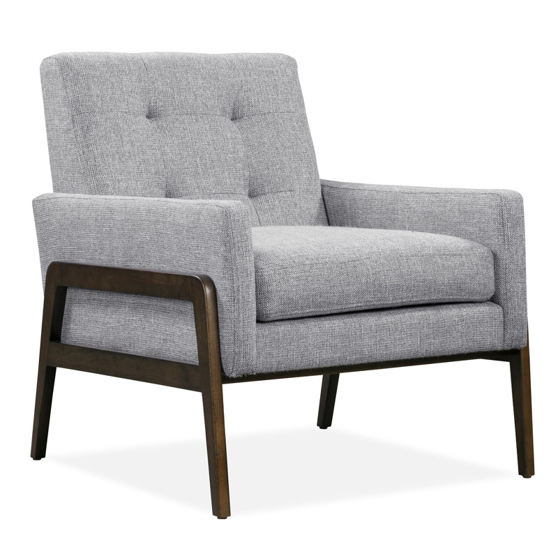 Fauteuil en polyester capitonné l 29 po Damion, Gris clair