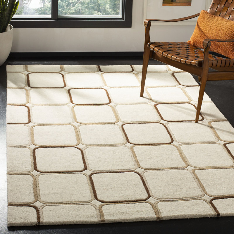 Steuart Hand Tufted Wool And Viscose Geometric Rug, Rectangle 7'6" x 9'6"