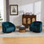 Fauteuil moelleux en velours doux pivotant à 360 degrés avec base en bois d'hévéa massif, tapis antidérapants et installation rapide, pour un espace de vie principal