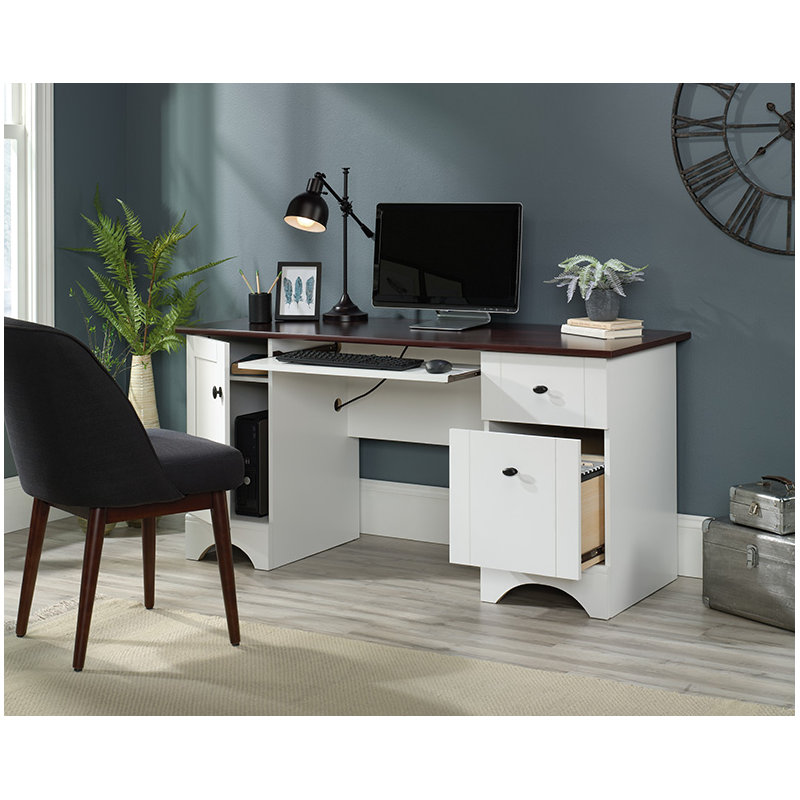 Wood Home Office Desk in Laurel Oak, Gray