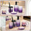 Ensemble d'accessoires de salle de bain en verre embossé (mauve dégradé + noir)-867423455