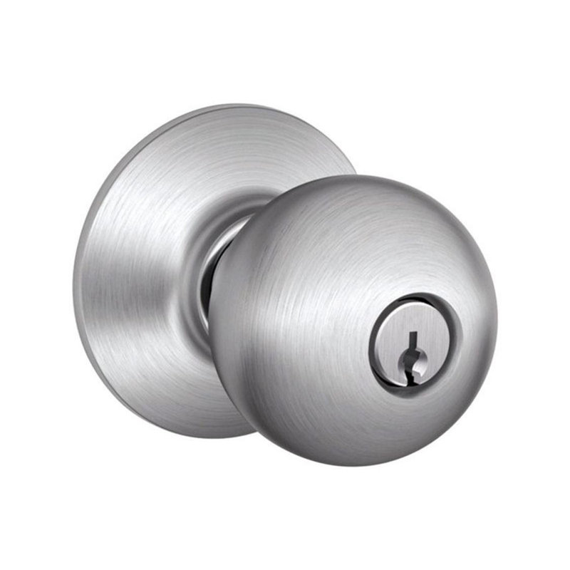 Schlage Orbit Satin Chrome Steel Entry Lockset ANSI Grade 2 1.75 in., Satin Chrome