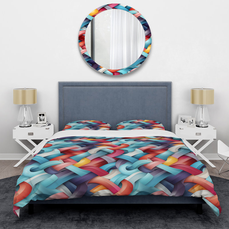 Ensemble de housse de couette Colorful Colorful Illusions, Housse de couette pour grand lit et 2 taies décor