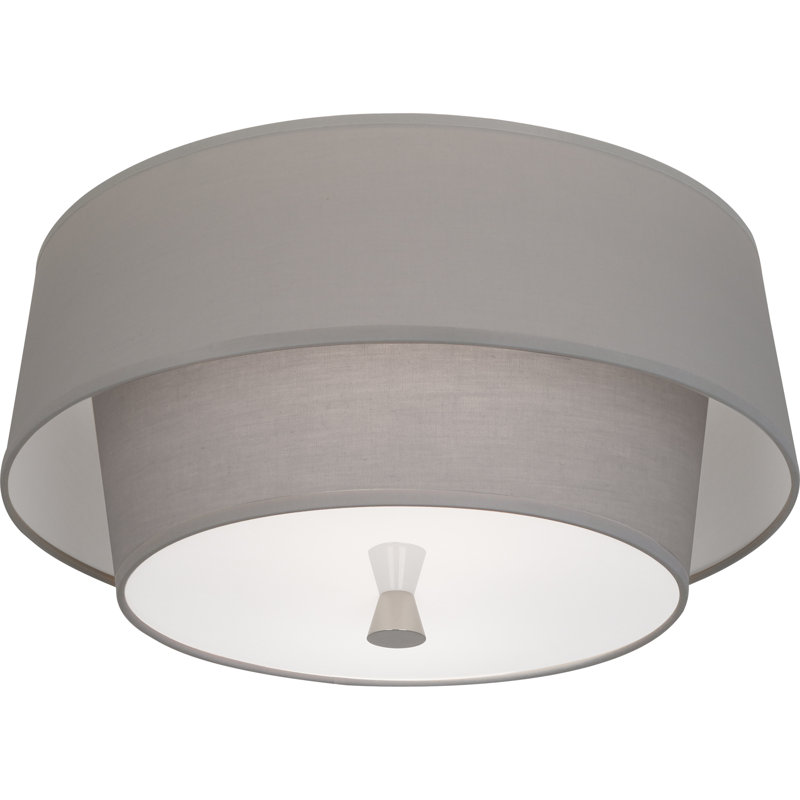 Decker Flush Mount, Polished Nickel, Pearl Gray