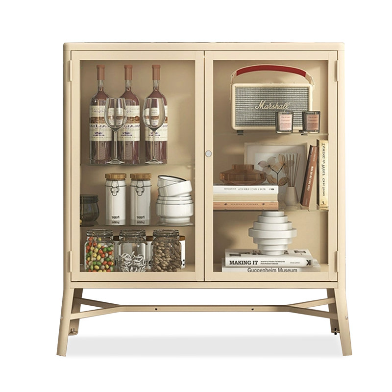 Beige Tempered Glass + Steel Display Cases