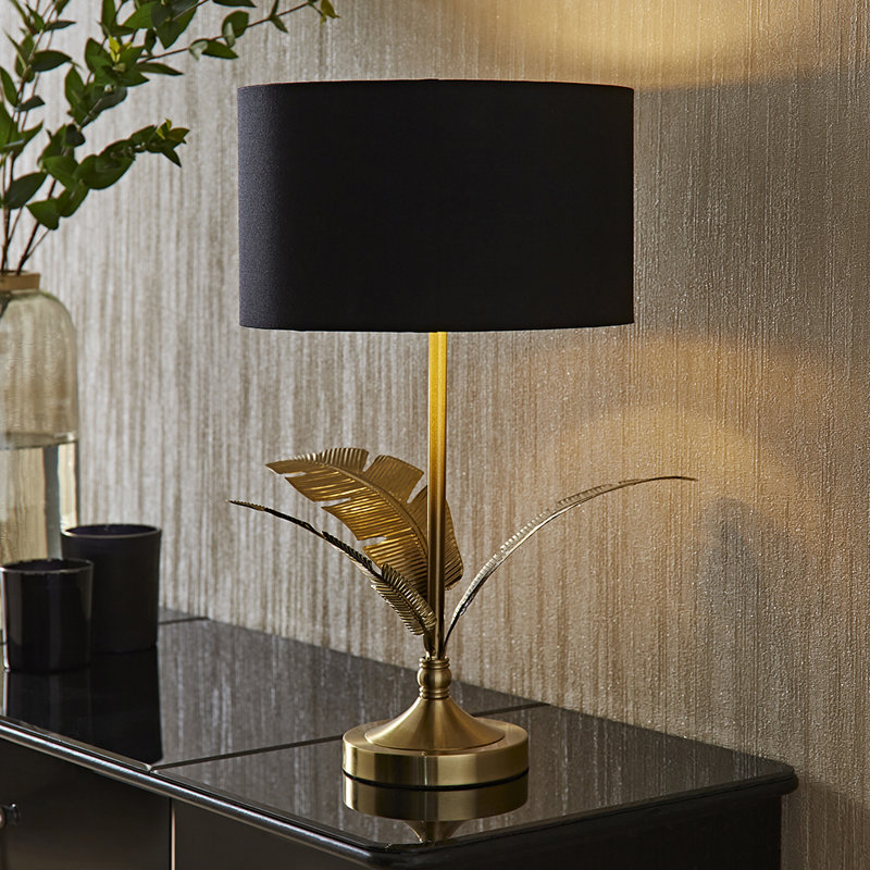 Waynesfield Metal Table Lamp, No, Black, Cotton / Cotton Blend