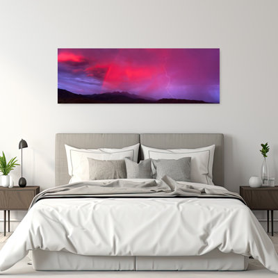 Coucher de soleil avec foudre et arc-en-ciel, quatre sommets, montagne Az, paysage abstrait coloré, art mural