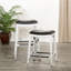 Tabouret 30 ", finition blanche, siège en cuir noir-121091836-121091834