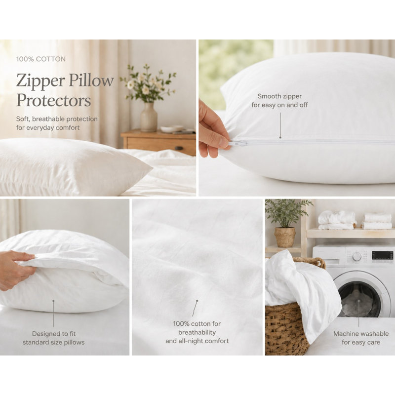 Pillow Protector - King - 2 Pack - White, King