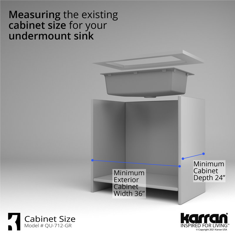 Karran Quartz 32'' X 19-1/2'' Single Bowl Undermount Kitchen Sink Kit, Gray