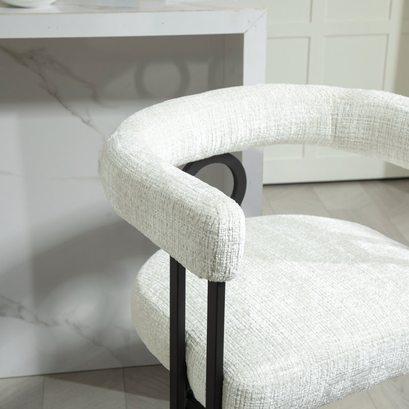 Chaise d'appoint rembourrée en tissu chenille pour la salle à manger et la cuisine, Chenille beige