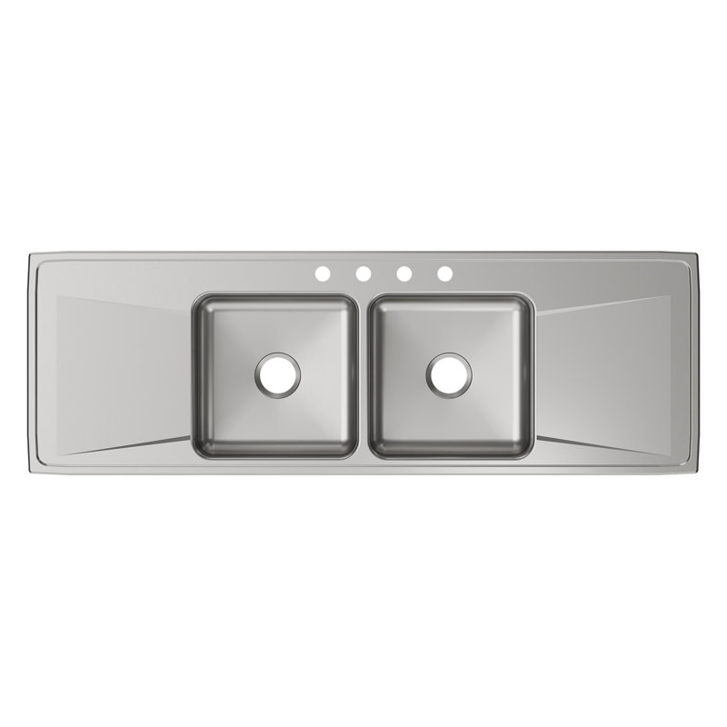 Évier de cuisine à double cuve à montage sur plan L 66 po x l 22 po Lustertone