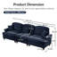 Bleu avec segment segmenté, pétale en forme évasée et chenille pour une assise confortable, modulaire classique 2 pièces avec design incurvé, tissu à fil argenté, plusieurs configurations de salon