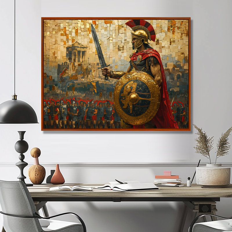 Barry - art mural armée, Toile avec cadre flottant brun, H 12 po x l 20 po x P 1 po