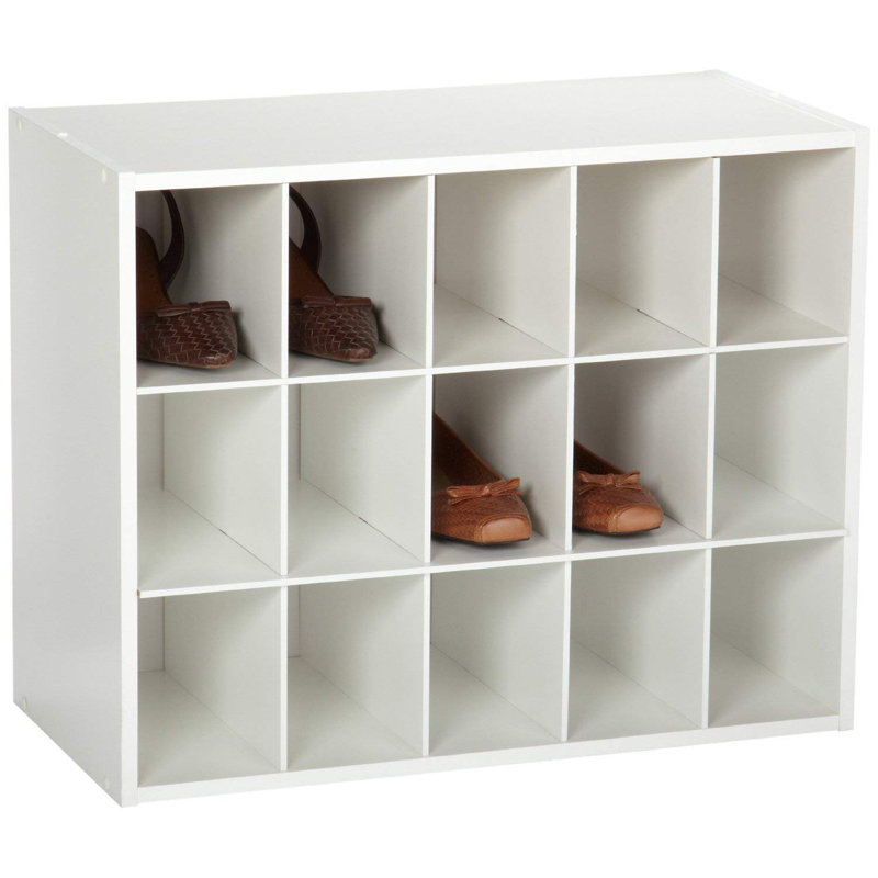 Stackers 15 Pair Stackable Shoe Cabinet Storage Cubby Unit by CLosetMaid, White