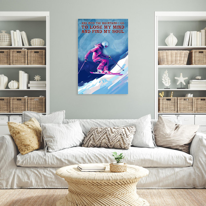 «Skiing And Into The Mountains» sur toile, H 36 po x l 24 po x P 1,25 po