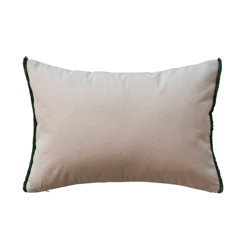 Coussin en coton à imprimé lombaire avec arbres et broderie